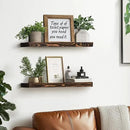 Floating Wall Shelves - 16"x6.8"x1.2" Sturdy Rustic Brown Solid Wood Shelves for Storage and Décor, Easy Installation for Living Room, Bedroom, and Kitchen - 2 Pack by CozyNest Decor
