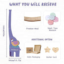 Personalized Name Growth Chart for Kids, Elephant Patchwork Wooden Height Chart for Wall Decor, Custom Height Ruler, Baby Boy Girl Measurement Ruler for Bedroom Playroom, Easy to Mark by CozyNest Decor