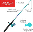Zebco Splash Junior Spinning Reel and Fishing Rod Combo, 4-Foot 2-Piece Fishing Pole, Size 10 Reel, Changeable Right- or Left-Hand Retrieve, Pre-Spooled with 6-Pound Zebco Line by TinyTreasures Baby Boutique