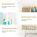 U14 Over Washer and Dryer Storage Shelves, 4 Tiers Laundry Room Storage and Organizer System, Space Saving Clothes Drying Rack with 2 Clothes Hanger Rods, 66.5" W x 20.5" D x 77.4" H, White