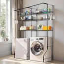VEVOR Over The Washer and Dryer Storage Shelf, 6 Tier Laundry Room Drying Rack with Hanger Rod and Hooks, Adjustable Over Washer and Dryer Shelves, Laundry Room Shelf Storage Space Saver, Black by CozyNest Decor