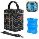 Mancro Breastmilk Cooler Bag Travel, Insulated Baby Bottle Bag with Ice Pack, Fits 4 Baby Bottles Up to 9 Ounce,Leak-Proof & Durable, Black Wave by TinyTreasures Baby Boutique
