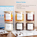20 OZ Glass Food Storage Jars with 132 Pantry Labels Preprinted - 6 Pcs Thicken Glass Storage Containers with Airtight Bamboo Lid - Clear Kitchen Canister for Spice, Tea, Coffee, Sugar, Cookie, Candy by CozyNest Decor