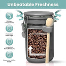 Home Intuition 4-Piece Ceramic Kitchen Canisters Set, Airtight Containers with Wooden Spoons Reusable Chalk Labels and Marker for Sugar, Coffee, Flour, Tea (Grey) by CozyNest Decor