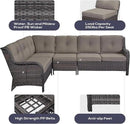 Outdoor Furniture Sectional Sofa L Shaped Couch - Patio Wicker Set with 2 Swivel Glider Chairs, 5 Piece Rattan Patio Conversation Sets with Gray Cushion for Deck Backyard Sunroom by GreenHaven Gardens