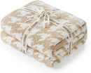 Snuggle Sac Throw Blanket for Couch, Reversible Super Soft Warm Blankets Cozy Knit Fuzzy Plush Lightweight Throws for Sofa, Bed, Camping,Houndstooth Beige,50x60 inches by TinyTreasures Baby Boutique