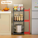 3-Tier Expandable Storage Shelves, 110LBS Heavy Duty Metal Shelving Unit, Adjustable Laundry Room Organization and Storage Shelf Rack,Ideal Narrow Bathroom Kitchen Laundry Room Organizer,Free-Standing