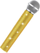 Sanwuta Fake Microphone Prop Sparkly Bling Rhinestones Plastic Play Microphone Pretend Glitter Bedazzled Mic for Cosplay Party Costume(Gold) by TinyTreasures Baby Boutique