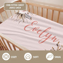 Custom Name Crib Bedding Set - Bohemian Flowers Design, Personalized Baby Nursery Bedding 3-Piece Set– Soft Blanket, Fitted Sheet, Changing Pad Cover – for Newborns Girls Nursery Gifts by TinyTreasures Baby Boutique
