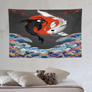 Houselerax Japanese Koi Fish Tapestries, Yin Yang Big Wave Cherry Blossom Tapestry Wall Hanging for Bedroom Living Room Office Decor 60"x40" by CozyNest Decor