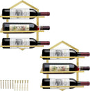 2Pcs Wall Mounted Wine Stemware Rack, Metal Hanging Wine Glass Display Holde Holds 3 Bottles, Elegant Storage for Kitchen Dining Room Bar Wine Cellar (Gold) by CozyNest Decor