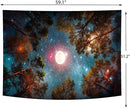 Delur Forest Tapestry Galaxy Moon Stars Night Space Starry Sky Wall Hanging Tapestry Aesthetic Tree Nature Landscape Psychedelic Headboard for Bedroom Living Room Home Decor (51.2" x 59.1") by CozyNest Decor
