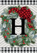 Briarwood Lane Winter Wreath Monogram Letter H Garden Flag by GreenHaven Gardens