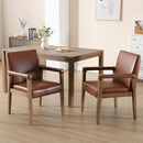 Kmax Modern Dining Chairs Set of 2 Faux Leather Kitchen Arm Chairs Upholstered Accent Chairs with Wooden Legs for Dining Room, Living Room, Bedroom, Brown by CozyNest Decor