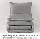 Litanika Comforters Medium Gray Super King Plus Size, 3 Pieces Lightweight Solid Bedding Set & Collections, All Season Fluffy Bed Set (128x120In Comforter & 2 Pillowcases) by CozyNest Decor