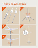 Clothes Drying Rack Foldable, 74.8 inch 2 Tier Laundry Drying Rack with Rotating Clothes Rail for 54 Pieces of Clothes, Space Saving, Indoor, Stainless Steel, White and Silver CDR002W01 by TinyTreasures Baby Boutique