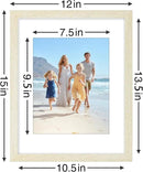 Vittanly 11x14 Picture Frames Set of 9, Shatter Resistant Plexiglass, Display 8x10 Pictures with Mat or 11x14 without Mat, Photo Frames for Wall or Tabletop, Engineered Wood, Cornsilk by CozyNest Decor
