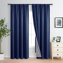 XWZO 100% Blackout Curtains 84 Inches Long with Tiebacks- Rod Pocket Noise Blocking & Energy Efficiency Window Draperies with Black Liner for Bedroom/Living Room, Navy Blue, W60 x L84, Set of 2 by TinyTreasures Baby Boutique