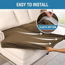 H.VERSAILTEX Velvet Stretch Sectional Couch Covers 4 Pieces Sofa Seat Cushion Covers L Shape Separate Couch Cover for Both Left/Right Sectional Couch (Large Sofa 3 Seater + 1 Chaise, Bronze Brown) by CozyNest Decor