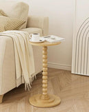Masupu Round Side Table, Small End Table for Small Spaces, Pedestal Drink Table with Solid Wood Leg for Living Room, Bedroom, Corners(Natural) by CozyNest Decor
