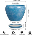 6 Inch Plant Pot - Ceramic Planter Pot with Drainage Hole and Saucer, Glaze Succulent Pot Modern Round Flower Pot for Indoor Plants, Blue by GreenHaven Gardens