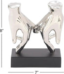 Deco 79 Polystone Hands Decorative Sculpture Home Decor Statue, Accent Figurine 7" x 4" x 8", Silver by CozyNest Decor