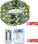 8 Pcs Battery Operated String Lights Outdoor String Lights 33 ft 100 LED Warm White Wire Green Battery Operated Fairy Lights with 8 Modes for Christmas Garden Patio Tree Decorations(8 Pcs,33 ft) by GreenHaven Gardens