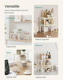 SONGMICS Cabinet Organizer Shelf, Set of 2 Kitchen Counter Shelves, Kitchen Storage, Spice Rack, Stackable, Expandable, Metal and Engineered Wood, Cream White UKCS002W02 by CozyNest Decor