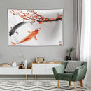 Japanese Koi Fish Tapestry, Cherry Blossoms Asian Oriental Flower Branch Koi Fish Carp Tapestries Wall Hanging for Bedroom Living Room Office Decor 60"x40" by CozyNest Decor
