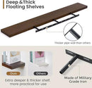 Floating Shelves 55 Inches Long - 8 Inch Deep Rustic Solid Pine Wood for Storage - Farmhouse Wall Mounted for Living Room - Heavy-Duty Metal Bracket - 55" W x 8" D - American Walnut Color by CozyNest Decor