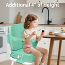Toddler Booster Seat for Kitchen Chair, 2-in-1 Dining Table Booster Seat with Backrest & Adjustable Straps – Easy-Clean, PU Portable Toddler Eating Travel Increasing Cushion-Green by TinyTreasures Baby Boutique