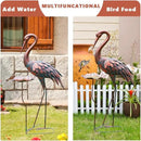 42'' Crane Garden Statue, Heron Outdoor Statue & Sculpture with Lotus Leaf, Metal Heron Yard Art Decor for Garden, Yard, Lawn, Pond (Brown & Blue) by GreenHaven Gardens