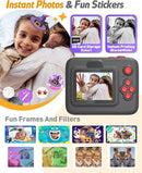 Kids Camera Instant Print, Christmas Birthday Gifts for 3-12 Year Old Boys Girls, 2.4in Screen 1080P Kids Digital Camera Toys for Kids Age 3 4 5 6 7 8 9 10 with 3 Rolls Print Paper 32G Card by TinyTreasures Baby Boutique