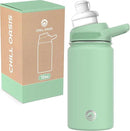 Chill Oasis Water Bottle | Compatible With Popular Flavor Cartridges | BPA Free, Leak Proof, Double-Walled Vacuum Insulated Stainless Steel, and Dishwasher Safe | Cold for 24 Hours (Sage, 12oz) by CozyNest Decor