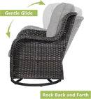 Outdoor Wicker Patio Furniture Set - 6 Piece Rattan Patio Conversation Set with 2 Rocking Swivel Chairs,2 Ottomans,1 Loveseat and 1 Coffee Table for Porch Deck Backyard Garden(Brown/Grey) by GreenHaven Gardens