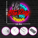 Have The Day You Deserve Neon Sign,Funny Skull Neon Signs For Wall Decor,USB Dimmable LED Neon Light signs for Bedroom,Party, Bar, club,Living Room Halloween Decoration Gifts by CozyNest Decor