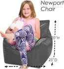 Posh Creations Bean Bag Chair Structured Comfy Seat for Gaming, Reading and Watching TV, for Children, Newport Chair, Nylon - Charcoal Gray by TinyTreasures Baby Boutique