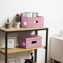 PRANDOM Collapsible Storage Box with Lid [3-Pack] Leather Fabric Foldable Storage Bin Organizer Container Basket Cube with Cover for Home Bedroom Closet Office Nursery Pink(13.6x9.6x6.9) by TinyTreasures Baby Boutique