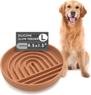 The Slowdown Bowl Silicone Slow Feeder for Dogs & Puppies, Slow Eating Lick Mat Design Reduces Gulping, Fits 2.5 Cups 9.5” Across x 1.5” Tall, Mealtime Challenge, Large-Terracotta by CozyNest Decor