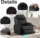 AHMED Power Recliner Chair with Vibration Massage & Heat for Adults, Faux Leather Home Theater Seating with Cup Holders/LED Lights/USB Ports/Side Pockets for Living Room, Black by CozyNest Decor