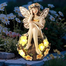 Solar Fairy Statue Sitting on The Flower Ball Light 6.8" Angel Statues for Garden Yard Patio Porch Lawn Decor Resin Fairy Figurine Outdoor Waterproof Angel Gifts for Women Mom Sister by GreenHaven Gardens