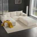 Boneless Sectional Cloud Couch Sofa Bed for Living Room, 112" Modular Modern Lounge 3 Seater Sleeper Beige Couches with Chaise, No Assemble, Cordury Compression Upholstered Sofas by CozyNest Decor