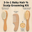 Goat Baby Hair Brush Set, Wooden Comb Massage Scalp Comb, Safe Natural Hair Care Kit, Soft Silicone Bath Brush for Newborns Toddlers (Brush Set+ Green Massager) (Brush Set+ 4) by TinyTreasures Baby Boutique
