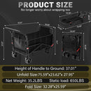 LEVELEVE Heavy Duty Folding Wagon - 2-in-1 Collapsible Cart, 650lb Capacity, All-Terrain Wheels w/Brakes & Side Pockets (Black) by GreenHaven Gardens