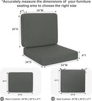 Favoyard Outdoor Deep Seat Cushion Set, 24 x 24 Inch Rainproof & 3-Year Fade Resistant Patio Furniture Cushions, Removable Seat Bottom & Back Cushion covers with Ties for Chair, Sofa, Couch, Dark Grey by GreenHaven Gardens