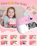 Kids Instant Print Camera Selfie Function - Front Rear Dual Kid Camera with 1080P Video for Girls Ages 3-12, Toddler Portable Travel Print Digital Camera for 3 4 5 6 7 8 9 10 11 12 Year Old Pink by TinyTreasures Baby Boutique