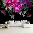 WFBHUA-Purple Peony Floral Wallpaper Tropical Botanical Leaf Rose Flower Wall Mural for Bedroom(Not Peel and Stick) by CozyNest Decor