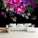 WFBHUA-Purple Peony Floral Wallpaper Tropical Botanical Leaf Rose Flower Wall Mural for Bedroom(Not Peel and Stick) by CozyNest Decor