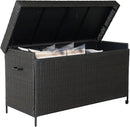 Grand patio 170 Gallon Storage Box, Dark Brown PE Wicker, Minimalist Style, Water Resistant, Flip Top, Smooth Wheels, for Patio Furniture Cushions, Garden Tools, Pool Accessories by GreenHaven Gardens