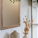 Farmhouse Bathroom Mirror 22x30 Inch - Rectangular Wall Mirrors with Wood Frame & Beaded Design - Distortion-Free Glass, Horizontal/Vertical Mount or Freestanding by CozyNest Decor
